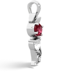 Lab Ruby Kitten 14K White Gold pendant P5780