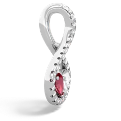 Lab Ruby Pave Twist 'One Heart' 14K White Gold pendant P5360