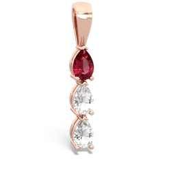 Lab Ruby Dew Drops 14K Rose Gold pendant P2251