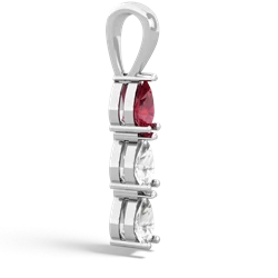 Lab Ruby Dew Drops 14K White Gold pendant P2251