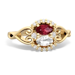 Lab Ruby Love Nest 14K Yellow Gold ring R5860