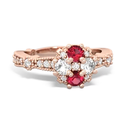 Lab Ruby Sparkling Tiara Cluster 14K Rose Gold ring R26293RD