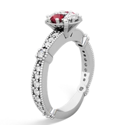 Lab Ruby Sparkling Tiara Cluster 14K White Gold ring R26293RD