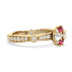 Lab Ruby Sparkling Tiara Cluster 14K Yellow Gold ring R26293RD