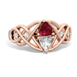 Lab Ruby Keepsake Celtic Knot 14K Rose Gold ring R5300