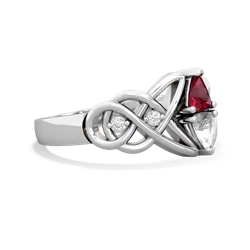 Lab Ruby Keepsake Celtic Knot 14K White Gold ring R5300