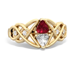 Lab Ruby Keepsake Celtic Knot 14K Yellow Gold ring R5300