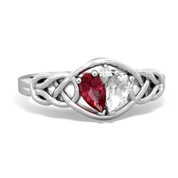 Lab Ruby Celtic Love Knot 14K White Gold ring R5420