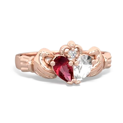 Lab Ruby 'Our Heart' Claddagh 14K Rose Gold ring R2388