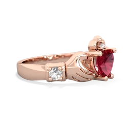 Lab Ruby Claddagh Keepsake 14K Rose Gold ring R5245