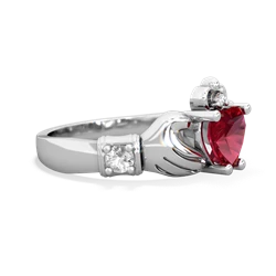 Lab Ruby Claddagh Keepsake 14K White Gold ring R5245