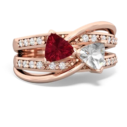 Lab Ruby Bowtie 14K Rose Gold ring R2360