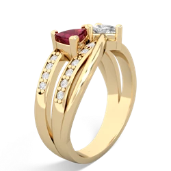 Lab Ruby Bowtie 14K Yellow Gold ring R2360
