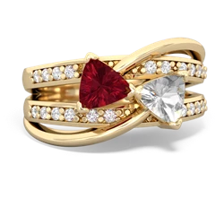 Lab Ruby Bowtie 14K Yellow Gold ring R2360