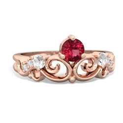 Lab Ruby Crown Keepsake 14K Rose Gold ring R5740