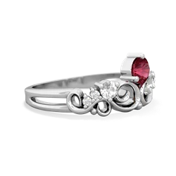 Lab Ruby Crown Keepsake 14K White Gold ring R5740