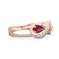 Lab Ruby Diamond Infinity 14K Rose Gold ring R5390
