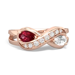 Lab Ruby Diamond Infinity 14K Rose Gold ring R5390