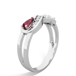 Lab Ruby Diamond Infinity 14K White Gold ring R5390