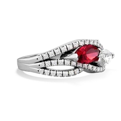 Lab Ruby Diamond Rivers 14K White Gold ring R3070