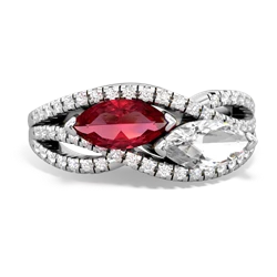 Lab Ruby Diamond Rivers 14K White Gold ring R3070