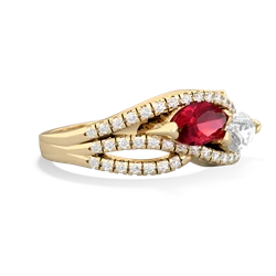 Lab Ruby Diamond Rivers 14K Yellow Gold ring R3070