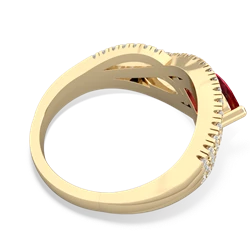 Lab Ruby Diamond Rivers 14K Yellow Gold ring R3070