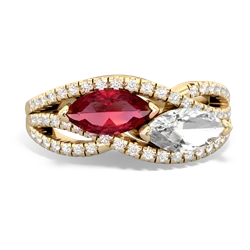 Lab Ruby Diamond Rivers 14K Yellow Gold ring R3070