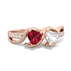 Lab Ruby Side By Side 14K Rose Gold ring R3090