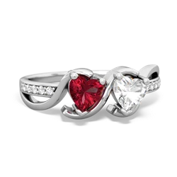 Lab Ruby Side By Side 14K White Gold ring R3090