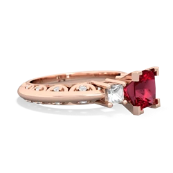 Lab Ruby Eternal Embrace Engagement 14K Rose Gold ring C2001