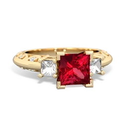 Lab Ruby Eternal Embrace Engagement 14K Yellow Gold ring C2001