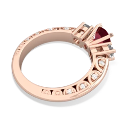 Lab Ruby Art Deco Eternal Embrace Engagement 14K Rose Gold ring C2003