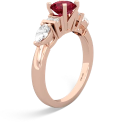 Lab Ruby 6Mm Round Eternal Embrace Engagement 14K Rose Gold ring R2005