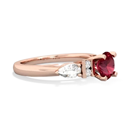 Lab Ruby 6Mm Round Eternal Embrace Engagement 14K Rose Gold ring R2005