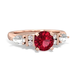 Lab Ruby 6Mm Round Eternal Embrace Engagement 14K Rose Gold ring R2005