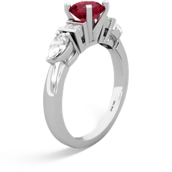 Lab Ruby 6Mm Round Eternal Embrace Engagement 14K White Gold ring R2005