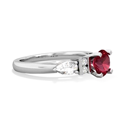 Lab Ruby 6Mm Round Eternal Embrace Engagement 14K White Gold ring R2005