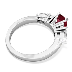 Lab Ruby 6Mm Round Eternal Embrace Engagement 14K White Gold ring R2005