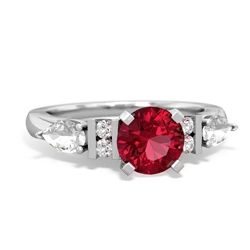 Lab Ruby 6Mm Round Eternal Embrace Engagement 14K White Gold ring R2005