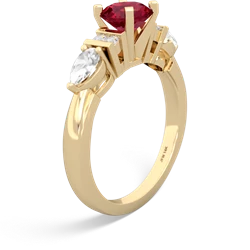 Lab Ruby 6Mm Round Eternal Embrace Engagement 14K Yellow Gold ring R2005