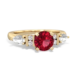 Lab Ruby 6Mm Round Eternal Embrace Engagement 14K Yellow Gold ring R2005