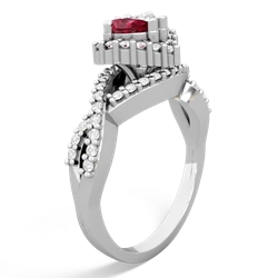 Lab Ruby Diamond Twist 'One Heart' 14K White Gold ring R2640HRT