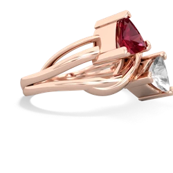 Lab Ruby Split Band Swirl 14K Rose Gold ring R2341