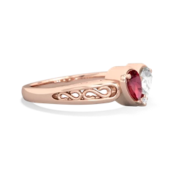 Lab Ruby Filligree 'One Heart' 14K Rose Gold ring R5070