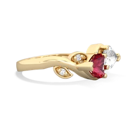 Lab Ruby Floral Elegance 14K Yellow Gold ring R5790