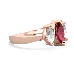 Lab Ruby Three Peeks 14K Rose Gold ring R2433