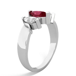 Lab Ruby Three Peeks 14K White Gold ring R2433