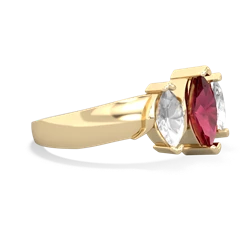 Lab Ruby Three Peeks 14K Yellow Gold ring R2433