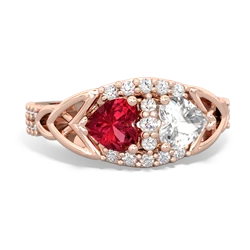 Lab Ruby Sparkling Celtic Knot 14K Rose Gold ring R2645